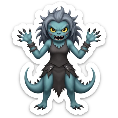 dark angry siren monster, full body sticker