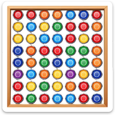 Icon for Bottle Cap Collecting (Capsophilia): a collection of colorful and unique bottle caps from various drinks, neatly arranged in a display case or on a table. The icon should emphasize the variety and charm of collecting bottle caps. Transparent background. sticker