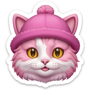 Pink cat whit a hat  sticker