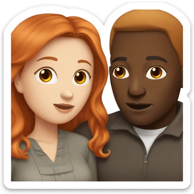 couple kissing, redhead and white woman, dark-skinned black man sticker