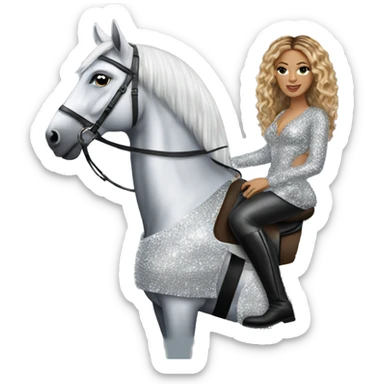 beyonce wearing silver crystal leopard riding silver sparkly horse sticker