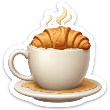 Croissant near cappuccino sticker