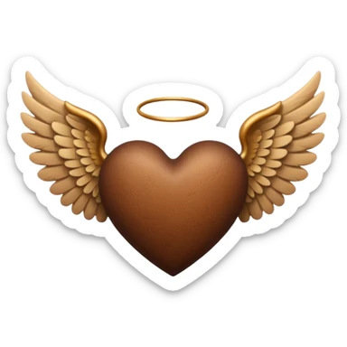 Brown heart with angel wings sticker