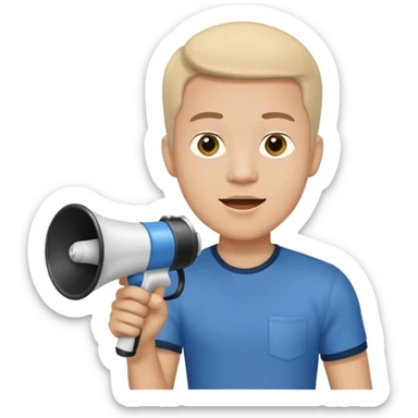 preciso de um emoji de um vendedor com megafone fazendo propaganda sticker