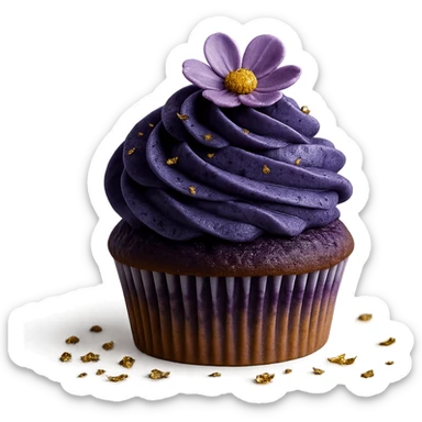 Change the icing to blueberry, keep the realistic cupcake and accessories, photorealistic style, transparent background. sticker