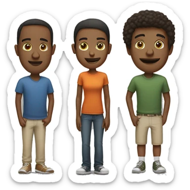 two tall guys and one short female between them sticker