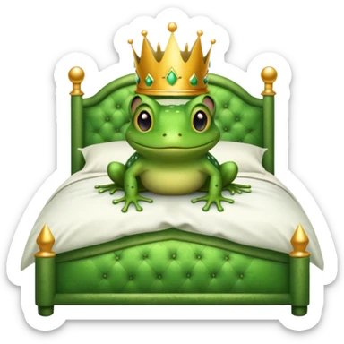 Frog with crown in a double bed  sticker