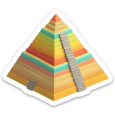 maslow pyramid in 3d isometric, colored sticker