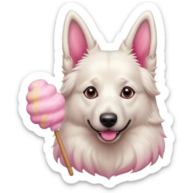 White belgian Shepard loves Cotton candy  in fall sticker