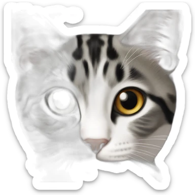 Cat with black spots tabby black and white domestic short hair sticker