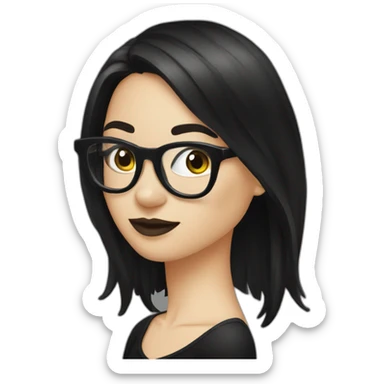 Tango-dancing-goth-girl-dark-hair-with-glasses-black-tshirt sticker