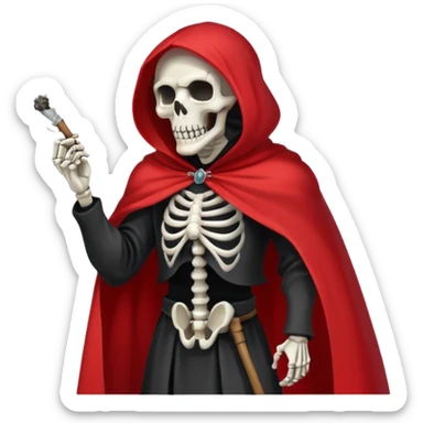 grim reaper in red cape smoking weed with loads of smoke in the air sticker