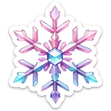 Gradient iridescent Pastel Pink crystal gemstone snowflake  sticker