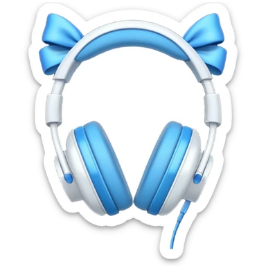 White headphones with blue bows sticker