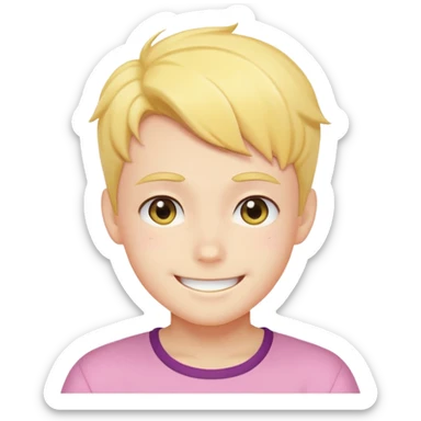 super cute anime pleading eyes classic yellow boy face cheesy smile bigger smile and thicker eyebrows  sticker