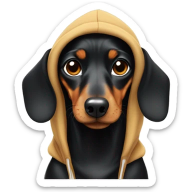 Black and tan dachshund wearing a hoodie sticker