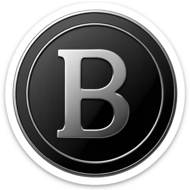 Emoji icon of a metal coin with engraved letter 8, minimalist style, isolated, only black color sticker