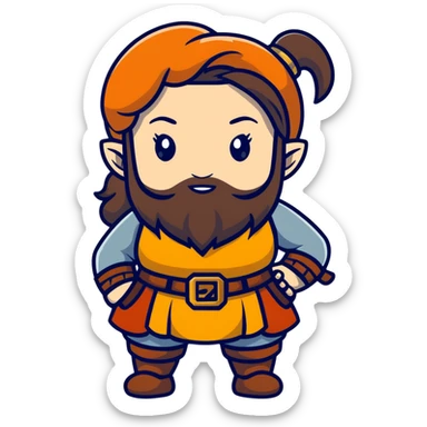 bearded female dwarf from DnD sticker