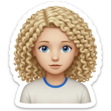 Curly blond blue eyes. Long hair cool beige blond. Longer hair beige ash blonde sticker