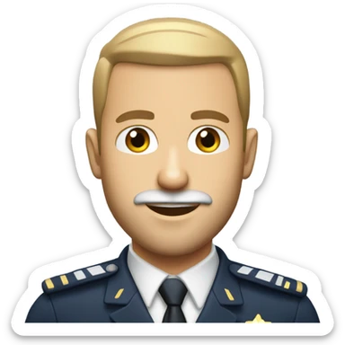 Canadian airline pilot with buzz cut and a beard sticker