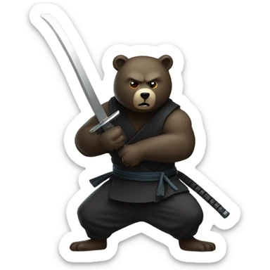 Ninja bear with catana sticker