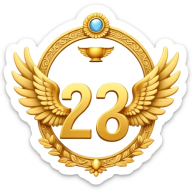 2st place award (number) decorated with angel wings golden sticker