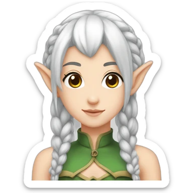White haired twintail elf sticker