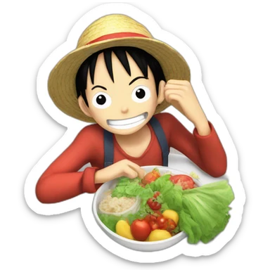 Luffy eating a healthy meal sticker