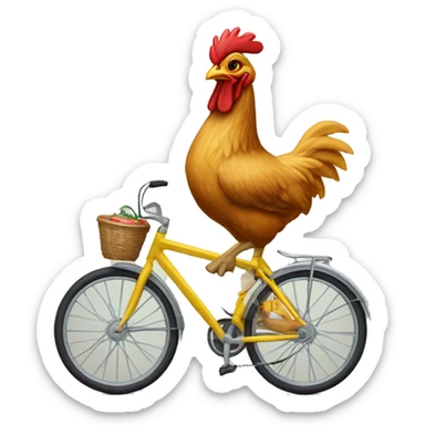Una gallina arriba de una bicicleta sticker