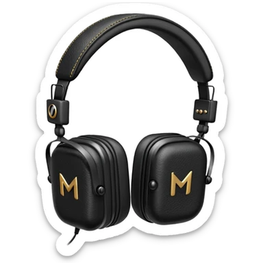 Icon of headphones with square ear pads in the Marshall style. sticker