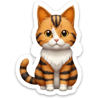 full body torbie cat with small head and short but chubby body sticker