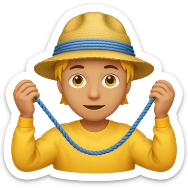 can you make a generic emoji of an individual (who works on a dock, but do not generate the dock itself) holding a rope neatly coiled in their hands? I do not want an emoji of a human person. Can it be a yellow emoji of a circular head like the original emojis? sticker