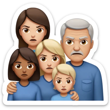 HAZ UNA FAMILIA GRITANDO, MI NOVIA, MI PAPA. MI MAMA Y YO. CARA DE GRITOS FUERTEES. QUE SE NOTE QUE GRITAN MOLESTOS sticker