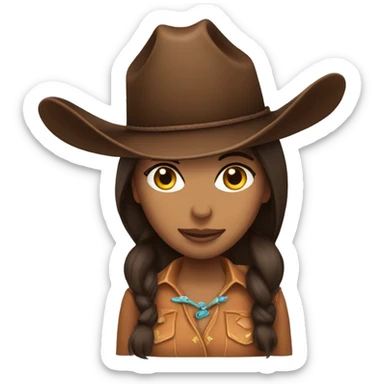 brunette cowgirl hat sticker