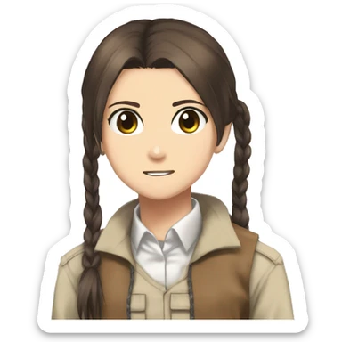 Sasha Braus brown hair in a ponytail brown eyes anime attack on titan sticker