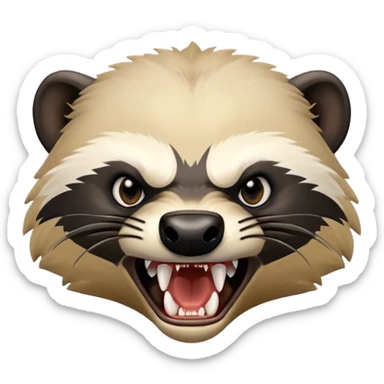 angry honey badger, furious, showing teeth, aggressive pose sticker