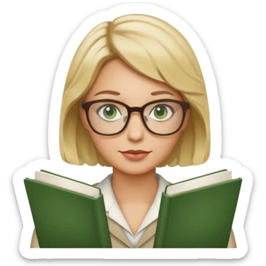 librarian teacher with short wavy blonde hair and green eyes sticker
