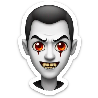 Vampire with red eyes, white skin and sharp teeth sticker