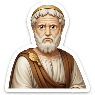 Cinematic Realistic portrait of Plato, depicted as a wise ancient philosopher with a contemplative gaze and detailed traditional Greek attire, rendered in soft, classical lighting that evokes antiquity sticker