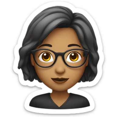 curved girl with glasses sticker