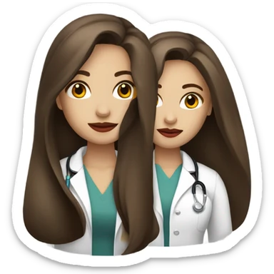 pretty Female doctor long straight brown hair amber eyes and red lips  sticker