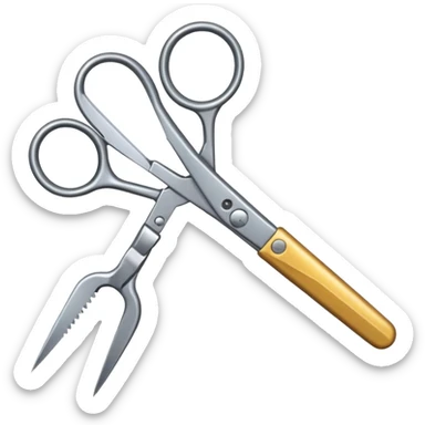 A hand with scissors cutting sticker