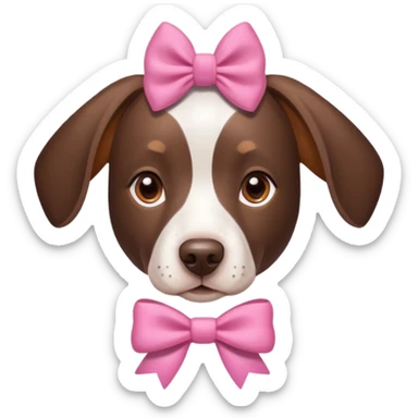 Brown and white face gsp dog with pink bow on right ear sticker