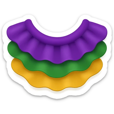Simplify the Mardi Gras collar to basic purple, green, and gold ruffles in an emoji style. Keep the transparent background. sticker