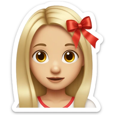 little girl with autism and a red ribbon in her long hair with big eyelashes sticker