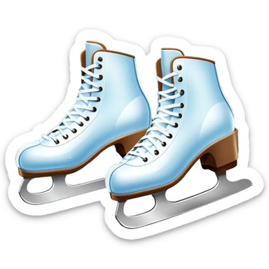 An icon showing a pair of elegant ice skates gliding across a smooth, frozen rink with snowflakes in the air. In the background, twinkling lights, winter trees, and cheering spectators create a festive atmosphere. Transparent background highlights the grace and charm of ice skating. sticker