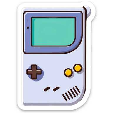 1930s style cartoon gameboy console character, cuphead-style, in black and white, on a plain white background, pointing at something.

 sticker