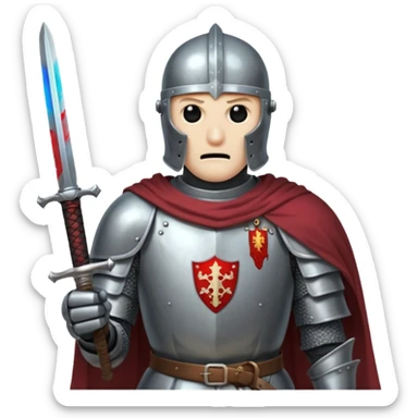 Headless Knight with Sword close up with horror look sticker