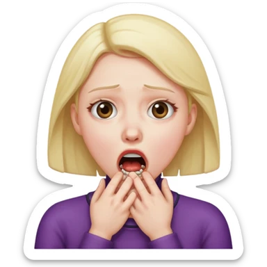 Shocked face while choking herself sticker