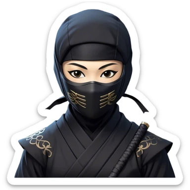 Clash of Clans aesthetic: Beautiful and Majestic Ninja Portrait Emoji, Rendered in serene poise with a gentle, confident smile and a refined masked visage, showcasing a sleek, artfully poised figure exuding calm and determined elegance in natural skin tone, Simplified yet exquisitely endearing features, highly detailed, glowing with a soft, drowsy nocturnal light, high shine, relaxed and utterly noble, stylized with an air of timeless stealth, soft glowing outline, capturing the essence of a majestic ninja whose graceful presence inspires epic covert adventures! sticker